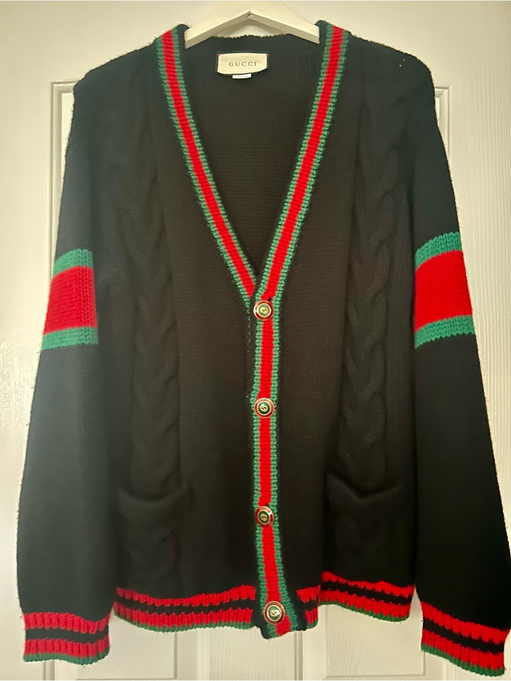 Gucci Black Women’s Knit Cardigan with Logo Tag